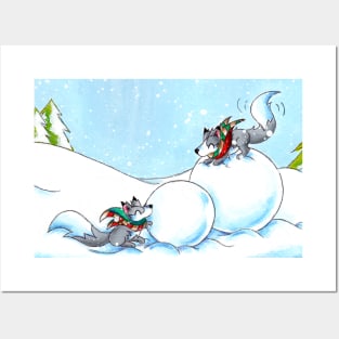 Snowman Building Posters and Art